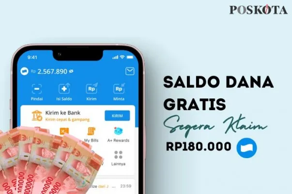 Klaim saldo DANA gratis Rp180.000 via link DANA Kaget, Jumat, 18 Oktober 2024. (Poskota.co.id/Della Amelia)