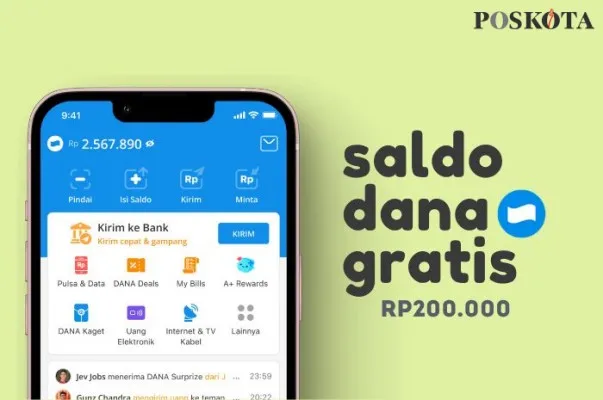 Klaim saldo DANA gratis Rp200.000 dari link terbaru hari ini. (Poskota.co.id/Della Amelia)