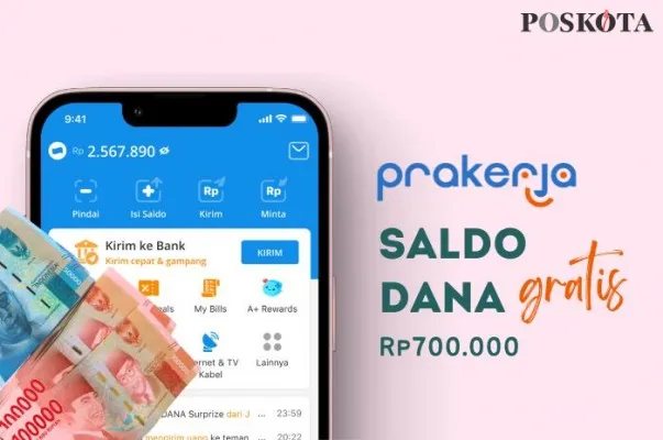 Dapatkan saldo DANA gratis Rp700.000 dari Kartu Prakerja Gelombang 71. (Poskota.co.id)