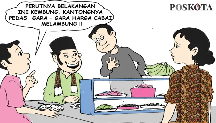 Kartun Sental-Sentil: Obrolan Warteg: Tanpa Sambal, Sudah Pedas. (kartunis: poskota/ucha)