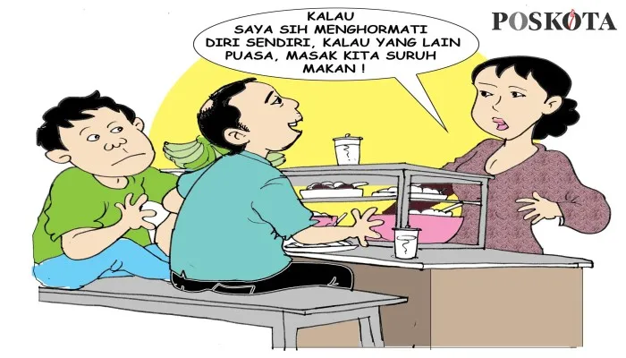 Kartun Sental-Sentil "Obrolan Warteg: Setelah Duduk Lupa Berdiri". (kartunis: poskota/ucha)