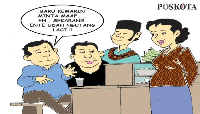 Kartun Sental-Sentil "Obrolan Warteg: Maaf Tak Sebatas Formalitas". (kartunis: poskota/ucha)