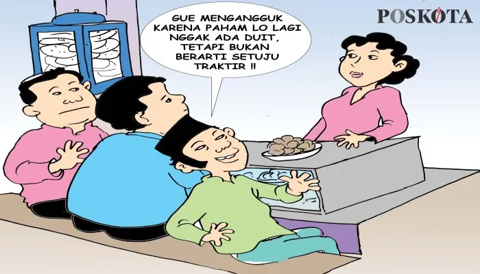 Kartun Sental-Sentil "Obrolan Warteg: Mengangguk Belum Tentu Setuju". (kartunis: poskota/ucha)