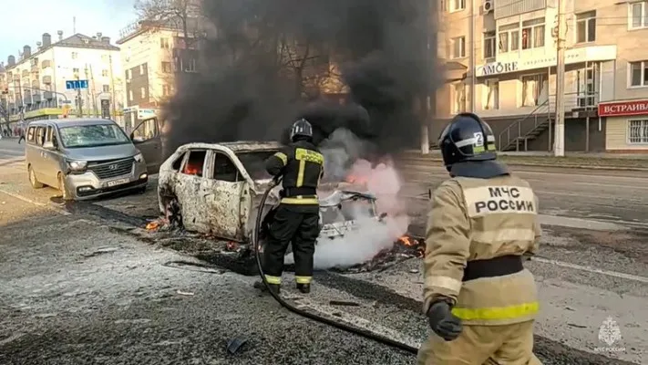 Insiden penembakan terjadi di kota Belgorod, Rusia. (Foto/Sky News)