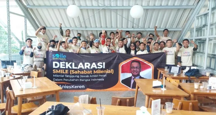 Smile dukung Anies Baswedan sebagai Presiden 2024.(angga)