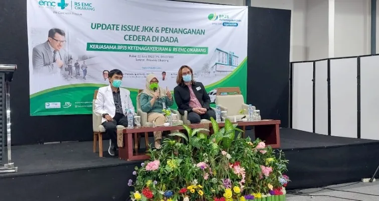 Sosialisasi bertema Update Issue JKK  dan Penanganan Cedera di Dada yang berlangsung pada hari Rabu, 22 Juni 2022 di RS EMC Cikarang.(Ist)