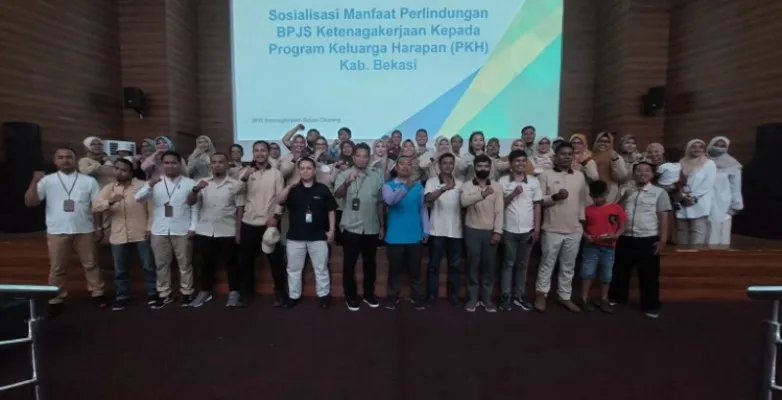 Sosialisasi manfaat program BPJS Ketenagakerjaan kepada Pendamping serta Koordinator Wilayah Program Keluarga Harapan (PKH) se-Kabupaten Bekasi.(Ist)