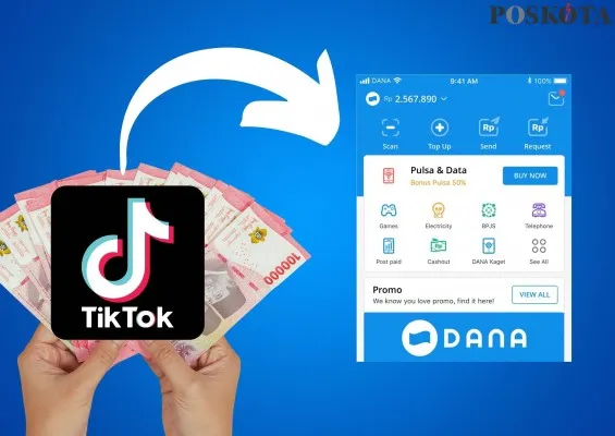 Saldo DANA gratis bisa kamu terima dari aplikasi TikTok hingga Rp300.000 per hari, hasilkan saldo DANA dengan live streaming dan aktifkan hadiah video(Foto: Poskota/Adam Ganefin)