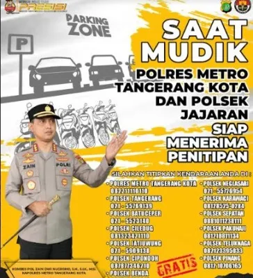 Polres Metro Tangerang Kota Buka Layanan Titip Kendaraan Gratis Selama Lebaran.(Ist)