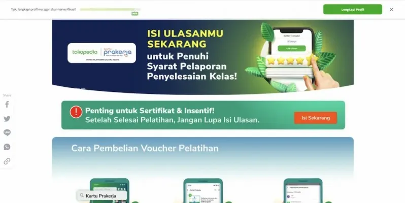 Ikuti langkah berikut ini, jika Anda ingin gunakan saldo kartu Prakerja di Tokopedia. (Foto: Prakerja.go.id)