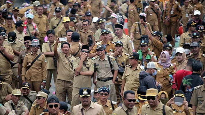 Kepalada Desa saat  demo di DPR. (ist)