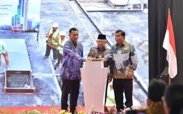 Wapres KH Ma'ruf Amin saat meresmikan Gedung Nusantara TV. (setwapres)