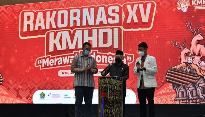 Wapres KH Ma'ruf Amin saat meresmikan Rakornas XV KMHDI.(setwapres)