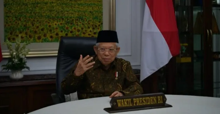 Wakil Presiden KH Ma'ruf Amin saat menyampaikan sambutan pada acara peringatan Gernas BBI. (ist)