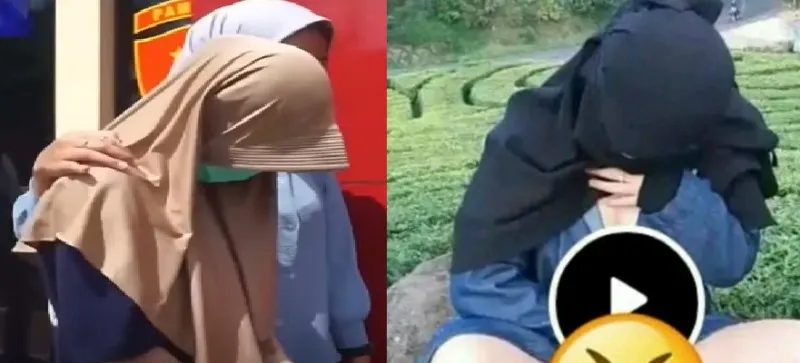 Polisi menangkap pemeran video syur wanita bercadar di Ciwidey, Bandung, Jabar. (foto kolase)