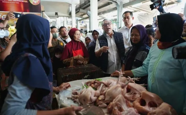 Mendag  Zulkifli Hasan saat cek harga di pasar. (ist)