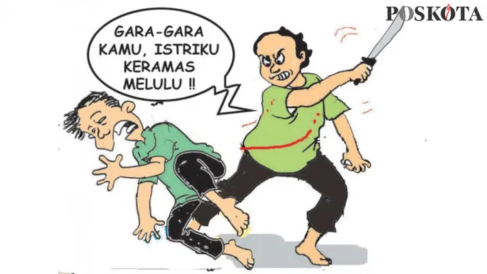 Karikatur: Cuma Bini Keramas Dituduh Begituan Dengan Tetangga. (Kartunis/Poskota.co.id)