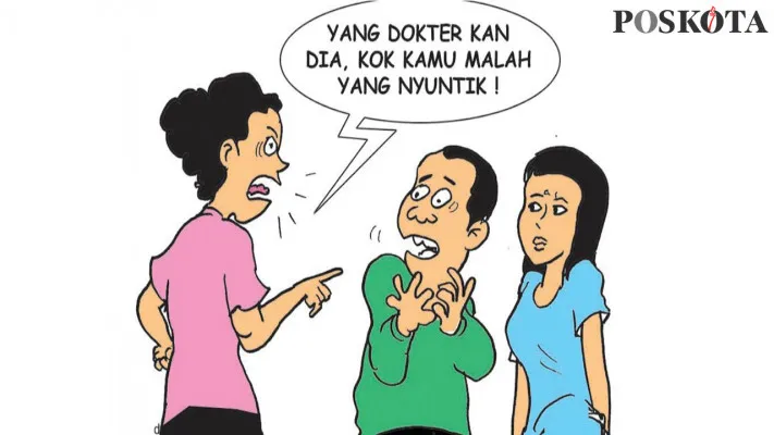 Karikatur: Saat Kondisi Genting Corona Bu Dokter 'Disuntik' PIL-nya. (Kartunis/Poskota.co.id)