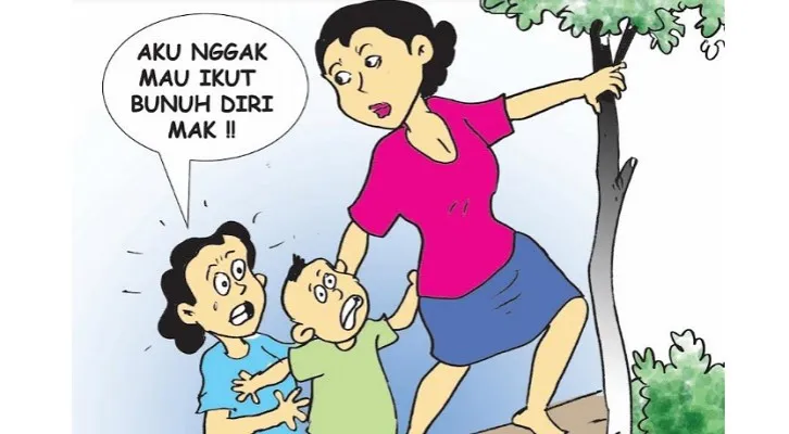 Nah Ini Dia, edisi: Ibu Ajak 2 Anak Bunuh Diri Gara-gara Suami Punya Wil. (Ilustrator: ucha)