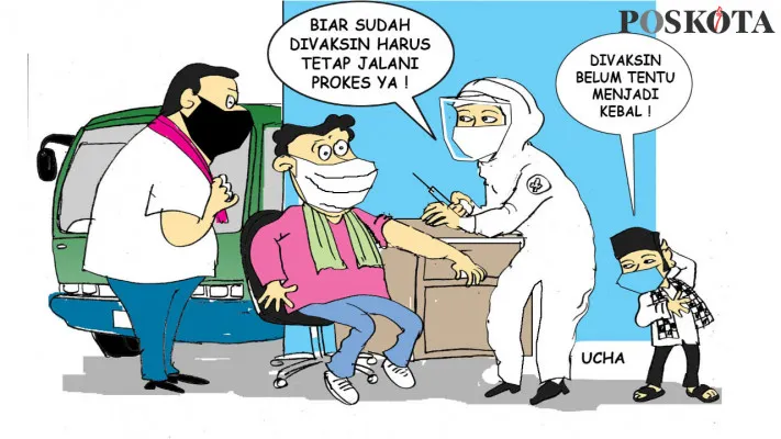 Karikatur: Ingat Ya! Vaksinasi Bukan Pengganti Prokes. (Kartunis/Poskota.co.id)