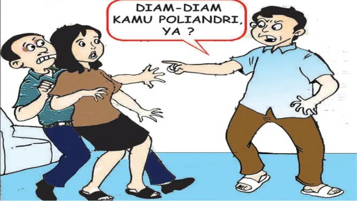 Karikatur: Sering Pergi Sampai Nginep, Ternyata Punya Dua Suami. (Kartunis/Poskota.co.id)