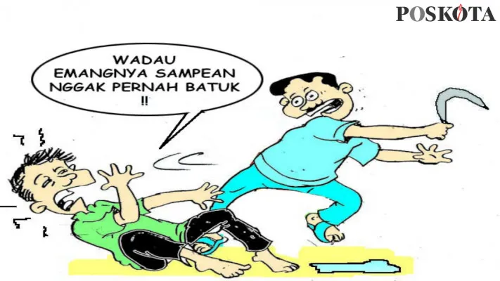 Karikatur: Tetangga Dibunuh Karena Ogah Mengubah Batuk Jadi Senyuman. (Kartunis/Poskota.co.id)