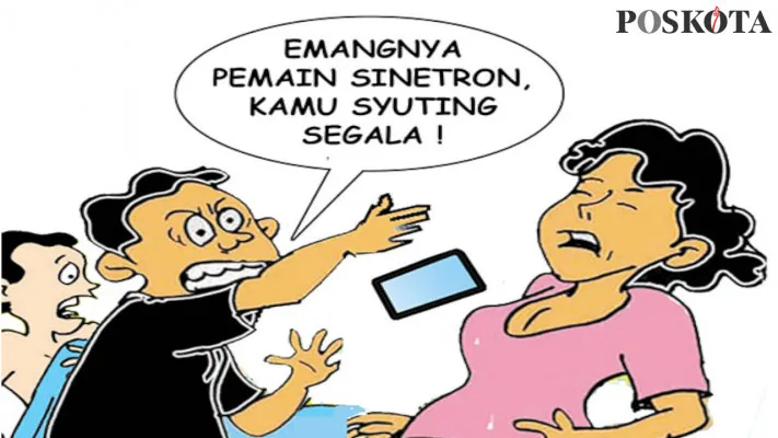 Karikatur: Sebelnya Bini Seorang Pelaut Sepulang Melaut Kencani WIL. (Kartunis/Poskota.co.id)