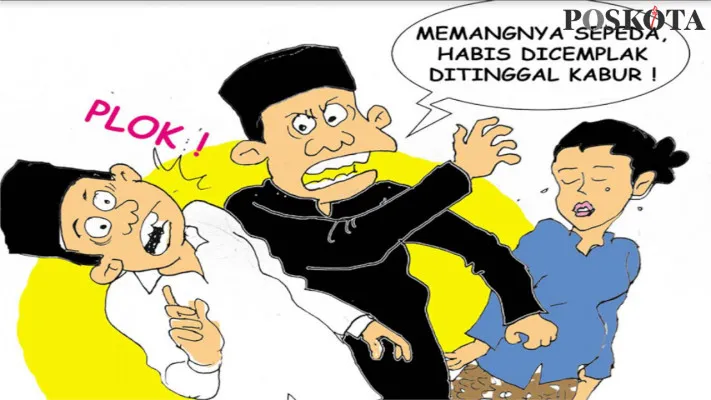 Karikatur: Mempelai Lelaki Ditempeleng Karena Talak Istri Usai Nikah. (Kartunis/Poskota.co.id)