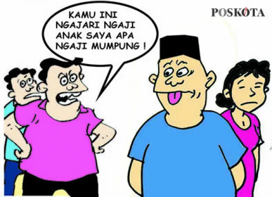 Karikatur : Pura-pura ngajari ngaji bini sepupu diajak adu pupu. (Kartunis/Poskota.co.id/)