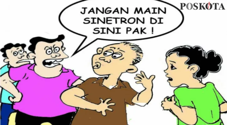 Karikatur: Baru Saja Digerebek Warga Kades Malah Main Sinetron. (Kartunis/Poskota.co.id)