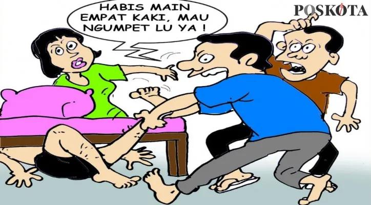 Habis main empat kaki, ngumpet lu, ya! (Kartunis/Nah Ini Dia/Poskota.co.id)