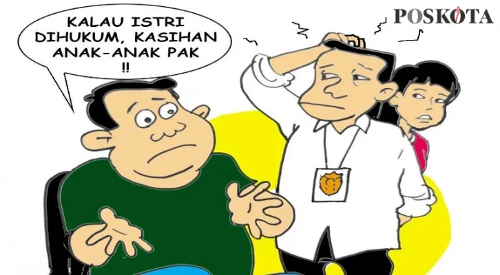 Meski Bini Disosor Pria Lain, Tapi Tidak Tega Dipenjarakan. (Kartunis/Nah Ini Dia/Poskota.co.id)