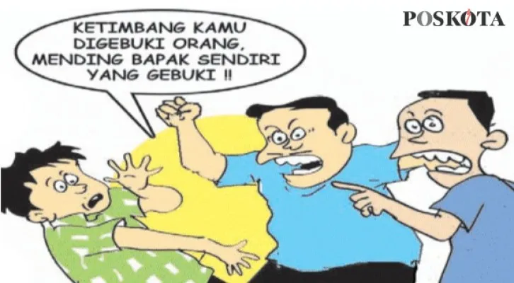 Anak berani selingkuhi istri tetangga akhirnya digebuki ayah sendiri. (Kartunis/Nah Ini Dia/Poskota.co.id)