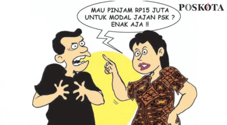 Tak Puas Punya Istri Jelek Setiap Minggu 'Jajan' WTS. (Kartunis/Nah Ini Dia/Poskota.co.id)