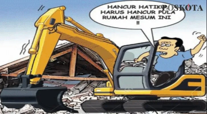 Kadung Hancur Hati Suami Hancur Pula Rumah Mesum. (Kartunis/Nah Ini Dia/Poskota.co.id)