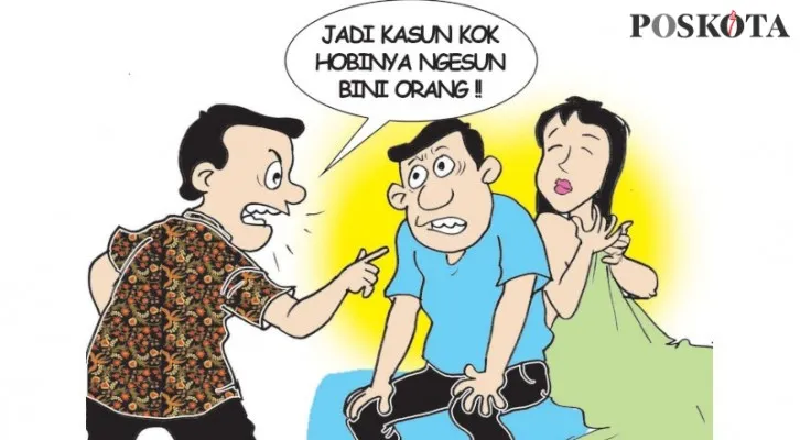 Ditinggal Kerja ke Kaltim, Istri Menjadi WIL Pak Kasun. (Kartunis/Poskota.co.id/Nah Ini Dia/Ucha)