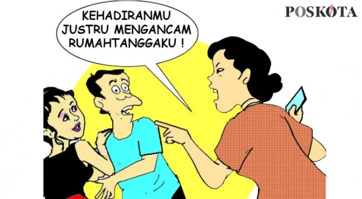 Kehadiran Sahabat Lama Minta Menjadi Bini Kedua. (Kartunis/Poskota.co.id/Nah Ini Dia/Ucha)