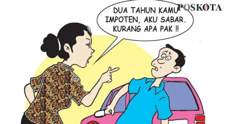 Tak Terima Dibilang Impoten, Suami Pidanakan Istri Sendiri. (Kartunis/Nah Ini Dia/Poskota.co.id/Ucha)