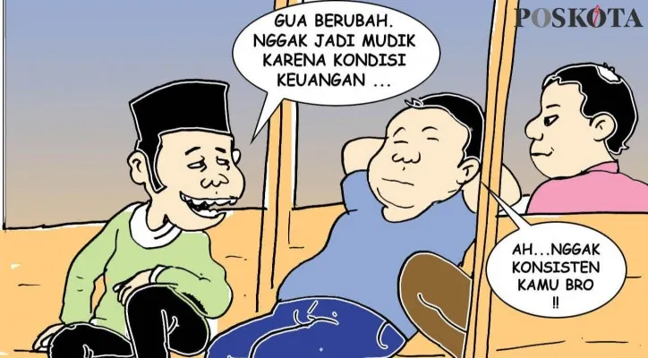 Kartun Sental-Sentil "Obrolan pos ronda: Jadi orang harus konsisten", (kartunis: poskota/ucha)