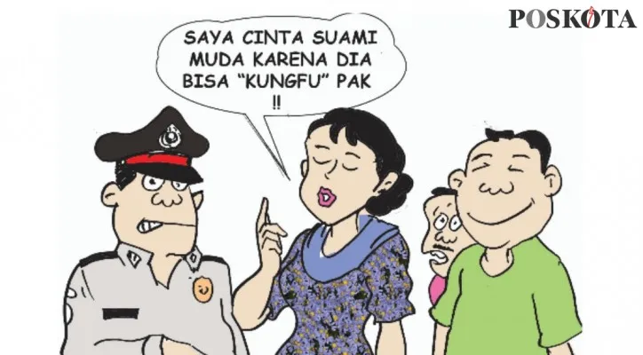 Kartun Nah Ini Dia: Pamitnya Bekerja Seharian Ternyata Layani Suami ke-2. (kartunis: poskota/ucha)