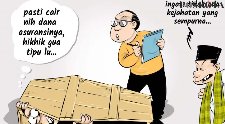 Kartun Sental-sentil: Ngaku Mati Tenggelam, Sekalian Tenggelamkan Saja. (kartunis: poskota/arif)