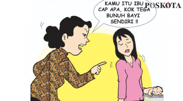 Kartun Nah Ini Dia: Jengkel Sering Diomeli Suami, Kok Malah Bayinya Dibanting. (kartunis: poskota/ucha)