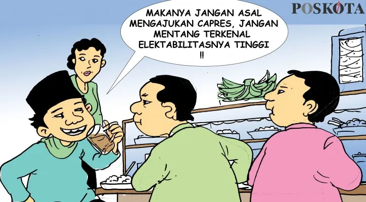 Kartun Obrolan Warteg: Pilihan Adanya di Sini. (kartunis: poskota/ucha)