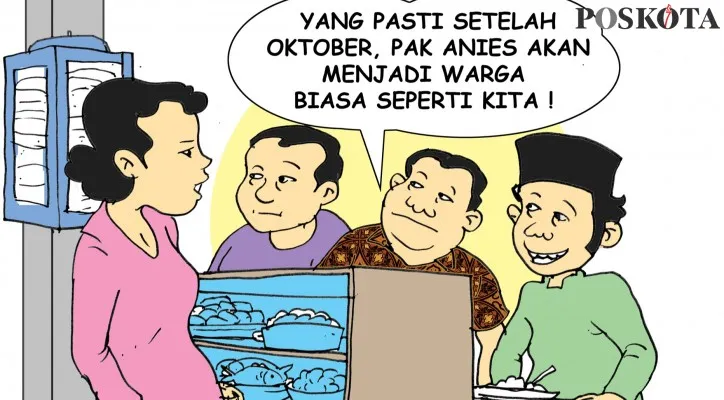 Kartun Obrolan warteg: Tinggal 3 Bulan Pimpin Jakarta, Ada Kejutan? (kartunis: poskota/ucha)