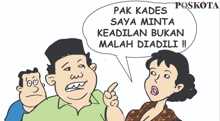 Kartun Nah Ini Dia: Janda Difitnah Jadi Pelakor, Bibir Dihajar Sampai Jontor. (kartunis: poskota/ucha)