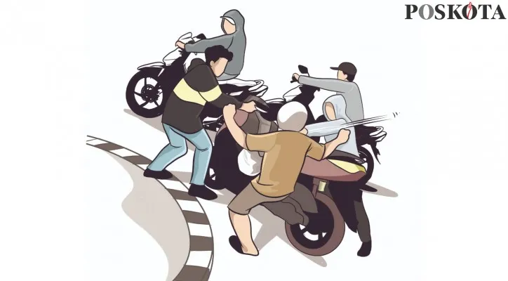 Ilustrasi perampasan kendaraan sepeda motor. (Poskota.co.id/Arif Setiadi)