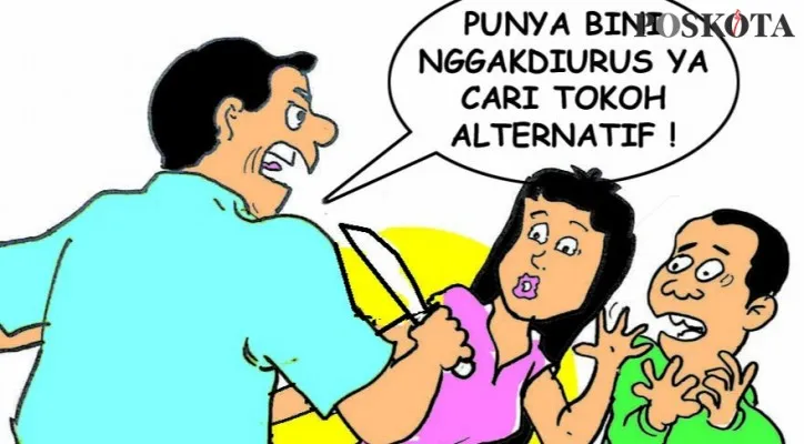 Kartun Nah Ini Dia: Menjadi Bini Siri Tidak Diurus, Nekad Cari Tokoh Alternatif. (kartunis: poskota/ucha)