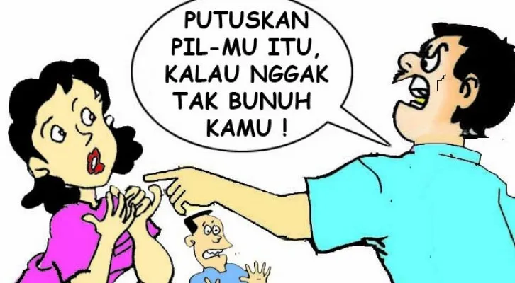 Kartun Nah Ini Dia: Desahan Keras Itu Rupanya Kode untuk Eksekusi Suami. (kartunis: poskota/ucha)