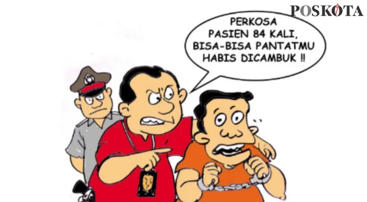 Kartun Nah Ini Dia: Memperkosa 84 Pasien di Aceh, Si Dukun Siap Dicambuk 8.400 Kali? (kartunis: poskota/ucha)