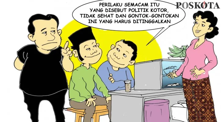 Kartun Obrolan Warteg: Pemimpin Itu Merangkul, Bukan Memukul. (kartunis: poskota/ucha)